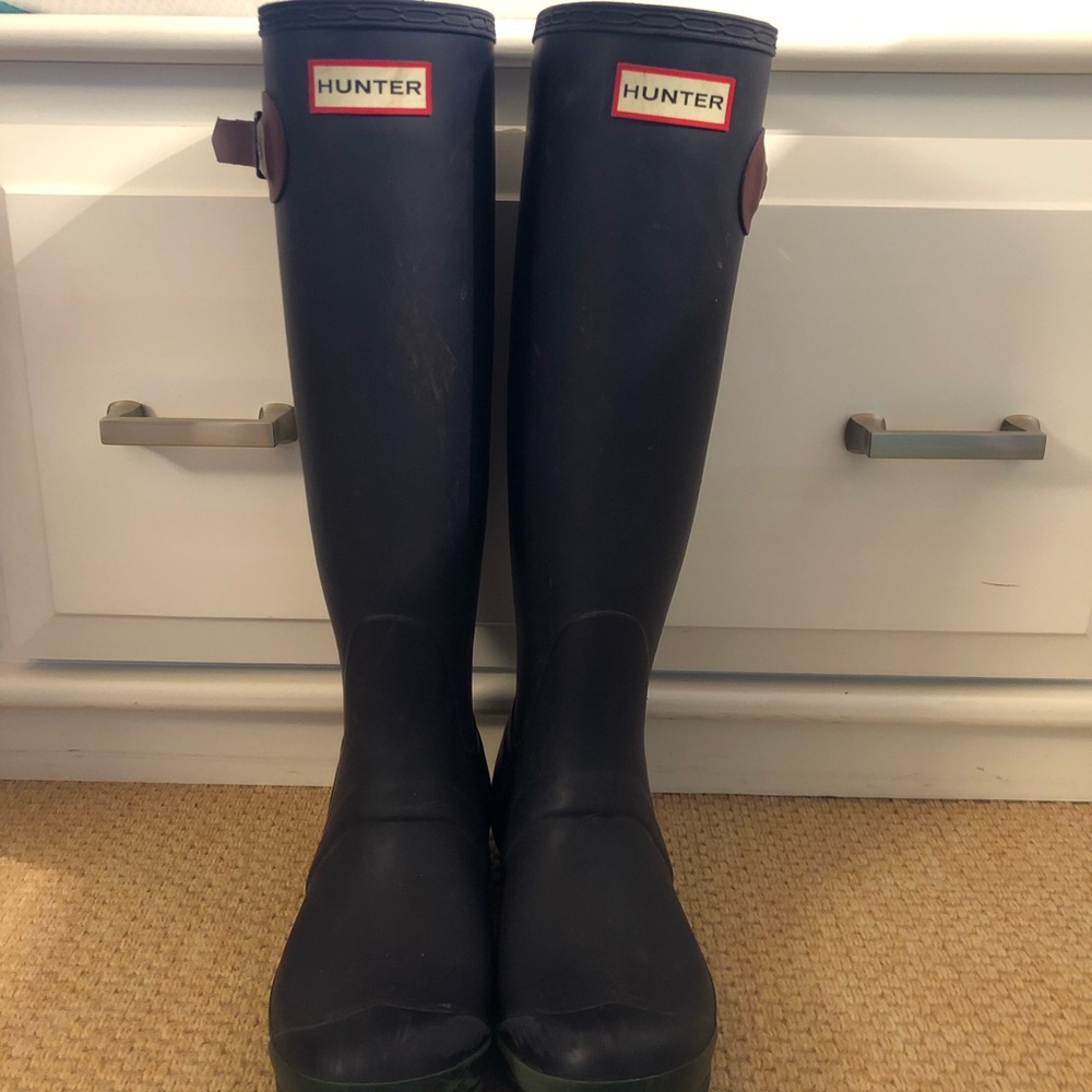Long Navy Hunter Boots